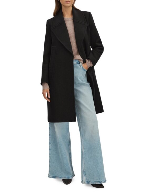 Reiss Jackets & Blazers - Reiss Katia Women's Wool Blend Felt Coat Jacket in Black Size US 14